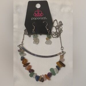 Paparazzi Silver Necklace with Multicolor Stones